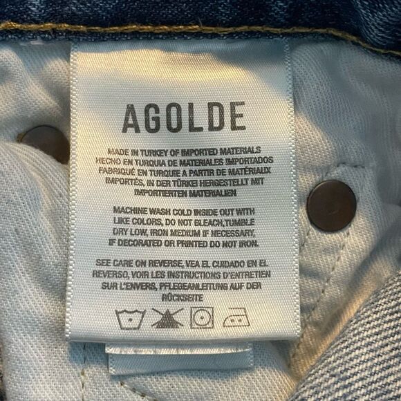 Agolde 90's Pinch Waist Jeans High Rise Straight Leg Blue Medium Wash Denim 24 - Picture 8 of 9